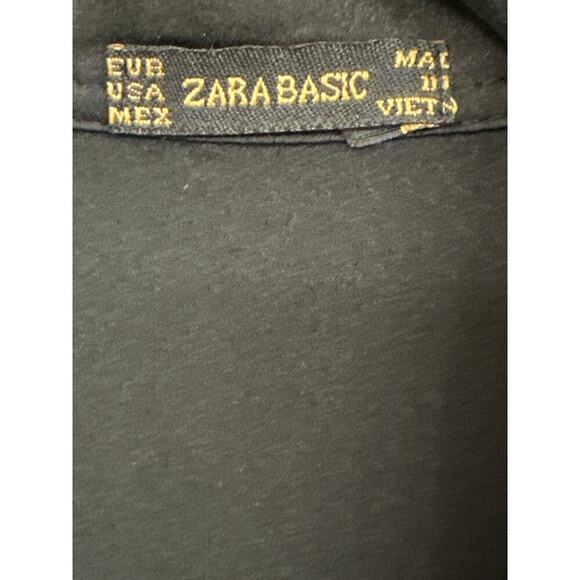 Zara Black Top L Jungle Safari Animal Print Asymmetrical Artcore Blouse SilkFeel - Picture 4 of 8